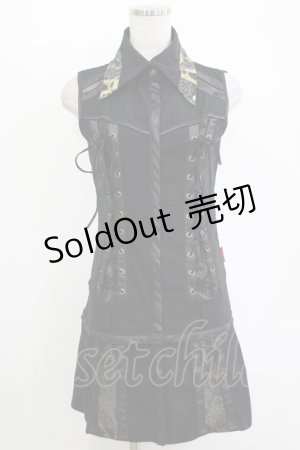 画像: Ozz On hikozoh / レースアップノースリーブチュニック  黒 H-25-10-27-025-OO-OP-KB-ZH