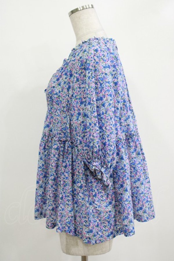 画像2: Jane Marple / Bonjour Millefleursスモックブラウス  ブルー H-25-10-27-031-JM-BL-KB-ZH (2)