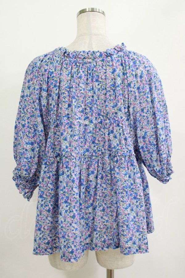 画像3: Jane Marple / Bonjour Millefleursスモックブラウス  ブルー H-25-10-27-031-JM-BL-KB-ZH (3)