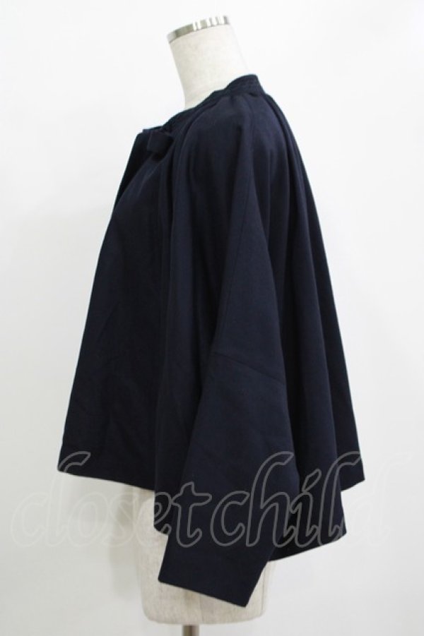 画像2: Jane Marple Dans Le Salon / Lambs wool saxony cape jacket  ネイビー H-25-10-27-032-JM-JA-KB-ZH (2)