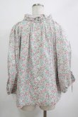 画像3: Jane Marple Dans Le Salon / Lawn Liberty Bubble Sleeve Blouse  オフ×ピンク×ブルー H-25-10-27-033-JM-BL-KB-ZH (3)