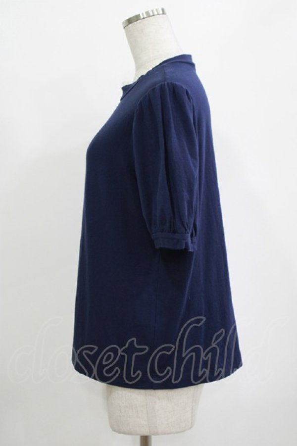 画像2: Jane Marple / Tulle Frill Puffy Sleeve Pullover  ネイビー H-25-10-27-037-JM-TO-KB-ZH (2)
