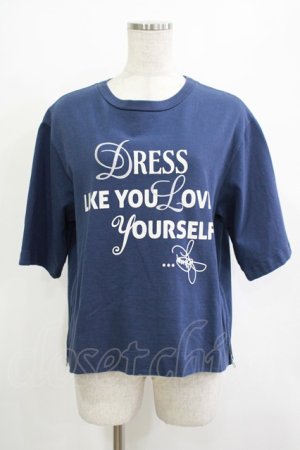 画像: Jane Marple Dans Le Salon / Theme print side zip T-shirt  navy H-25-10-27-039-JM-TO-KB-ZH