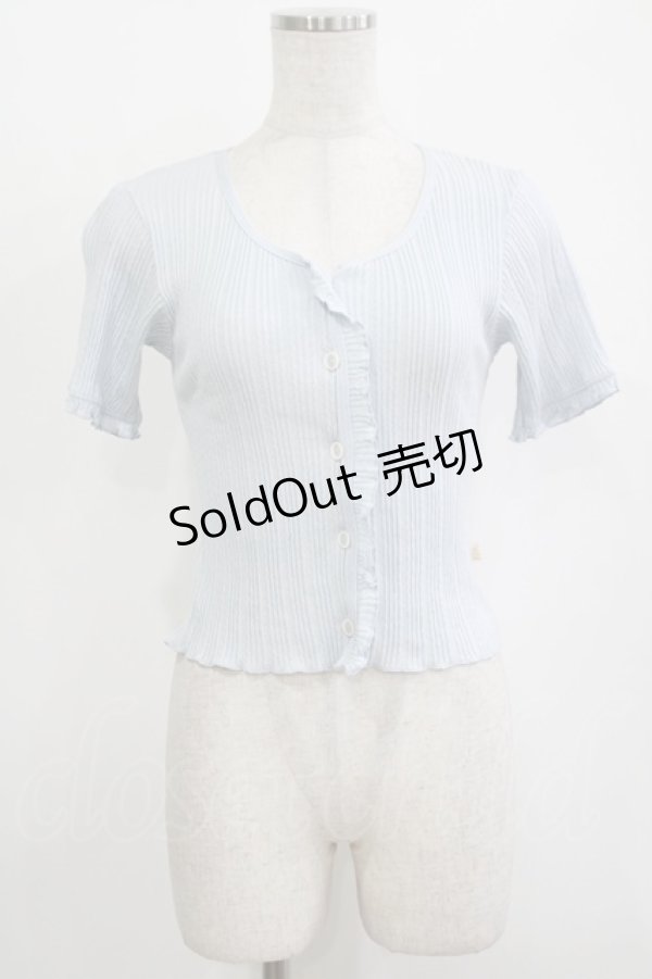 画像1: 【SALE】Katie / UNDER PRETTIES short sleeve cardigan  BABY BLUE H-25-10-27-040-LO-TO-KB-ZT379 (1)