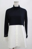 画像1: Jane Marple Dans Le Salon / Crumple collar pullover  ネイビー×オフホワイト H-25-10-27-045-JM-TO-KB-ZH (1)