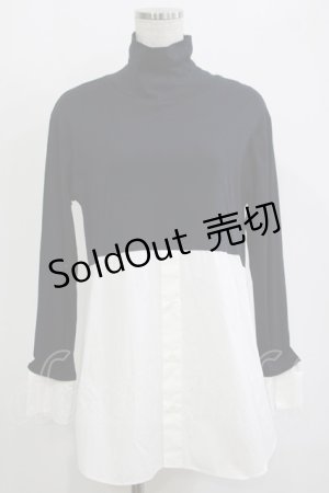 画像: Jane Marple Dans Le Salon / Crumple collar pullover  ネイビー×ホワイト H-25-10-27-047-JM-TO-KB-ZH