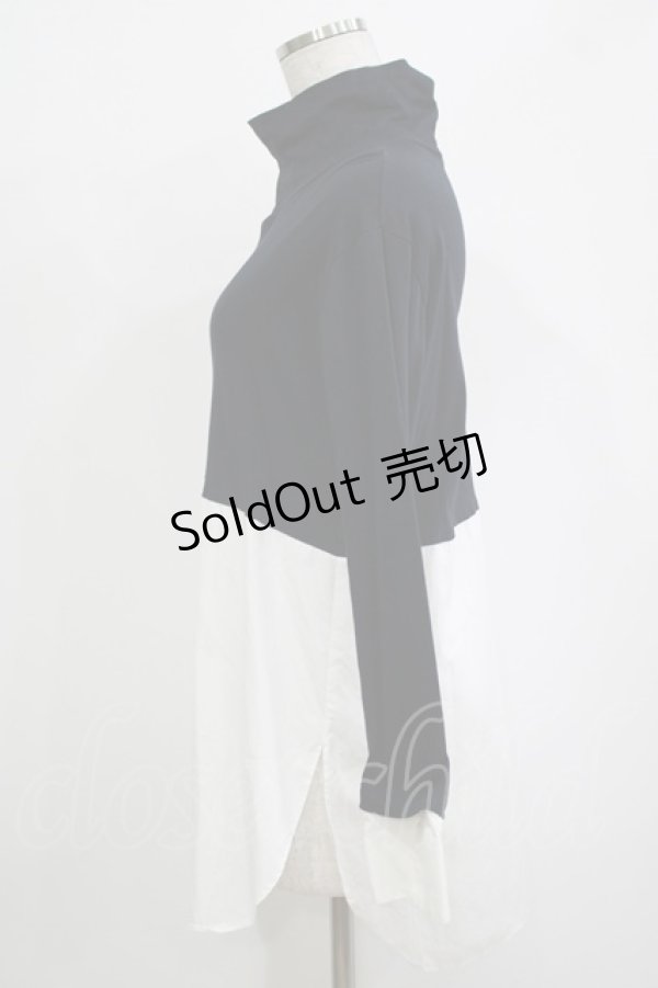 画像2: Jane Marple Dans Le Salon / Crumple collar pullover  ネイビー×ホワイト H-25-10-27-047-JM-TO-KB-ZH (2)