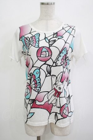 画像: ALGONQUINS / プリント半袖カットソー F 白 H-25-10-27-049-AL-TO-KB-ZT220