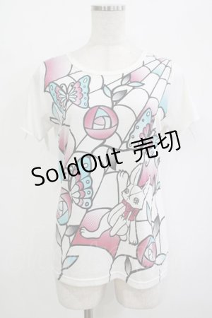 画像: 【SALE】ALGONQUINS / プリント半袖カットソー F 白 H-25-10-27-049-AL-TO-KB-ZT220