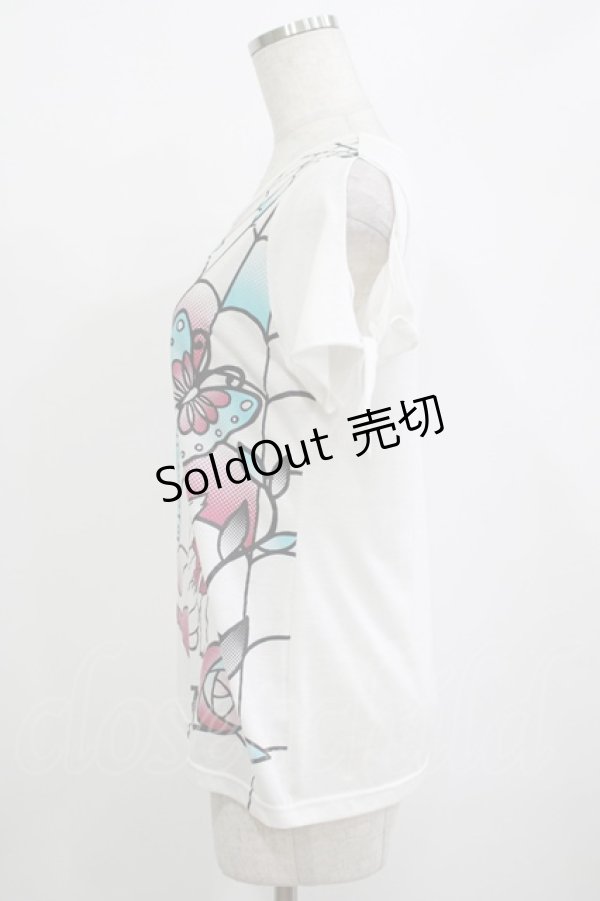 画像2: 【SALE】ALGONQUINS / プリント半袖カットソー F 白 H-25-10-27-049-AL-TO-KB-ZT220 (2)