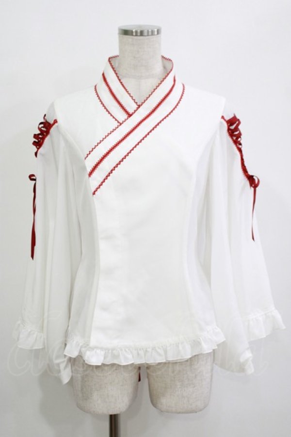 画像1: metamorphose / 着物合わせ風ブラウス Free オフ H-25-10-27-056-ME-BL-NS-ZH (1)
