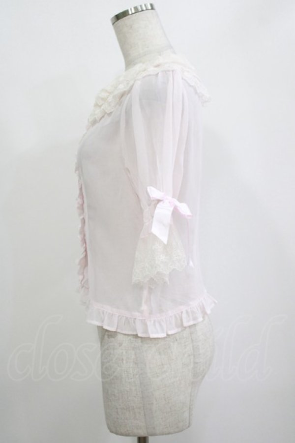 画像2: BABY,THE STARS SHINE BRIGHT / Floralレースの5分袖ブラウス Free ピンク H-25-10-27-058-BA-BL-NS-ZH (2)