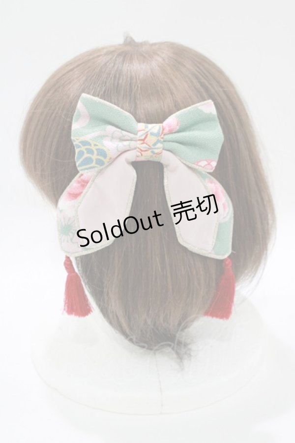 画像2: metamorphose / 花鳥風月〜乙女のはなごろも〜リボンバレッタ  翡翠（Jade Green) H-25-10-27-076-ME-AC-NS-ZH (2)