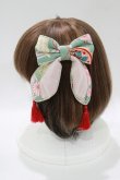 画像2: metamorphose / 花鳥風月〜乙女のはなごろも〜リボンバレッタ  翡翠（Jade Green) H-25-10-27-077-ME-AC-NS-ZH (2)
