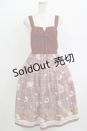 画像: axes femme POETIQUE / アップルパイレースアップワンピース M ボルドー H-25-10-27-002-AX-OP-NS-ZH