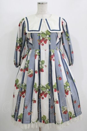 画像: Melody BasKet / Stripe strawberryワンピース  ネイビー H-25-10-28-031-LO-OP-KB-ZH