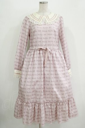 画像: Melody BasKet / ロゴ＆リボンワンピース  ピンク H-25-10-28-032-LO-OP-KB-ZH
