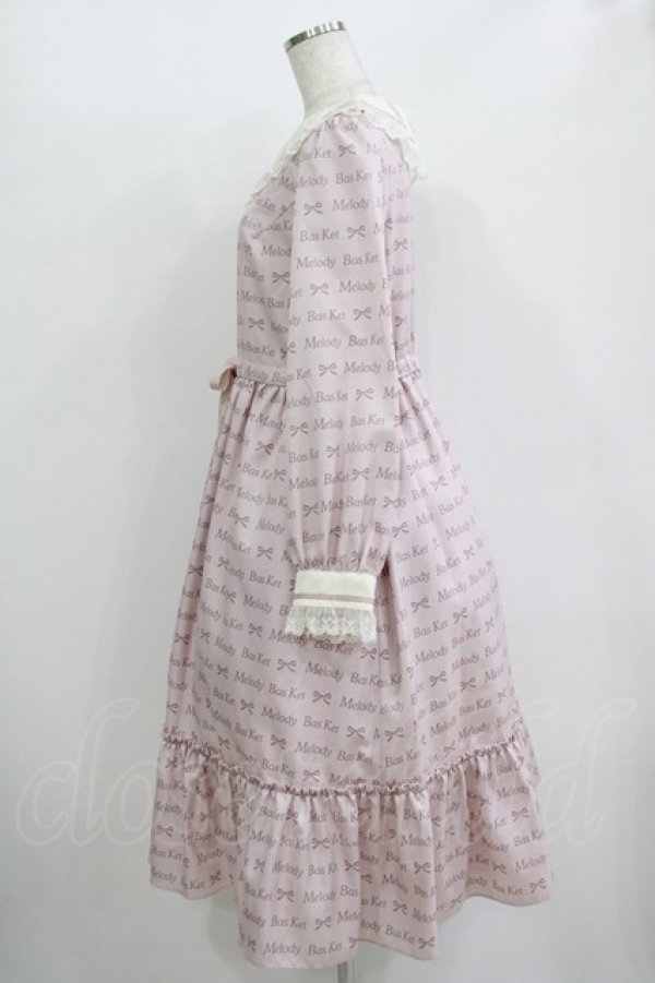 画像2: Melody BasKet / ロゴ＆リボンワンピース  ピンク H-25-10-28-032-LO-OP-KB-ZH (2)