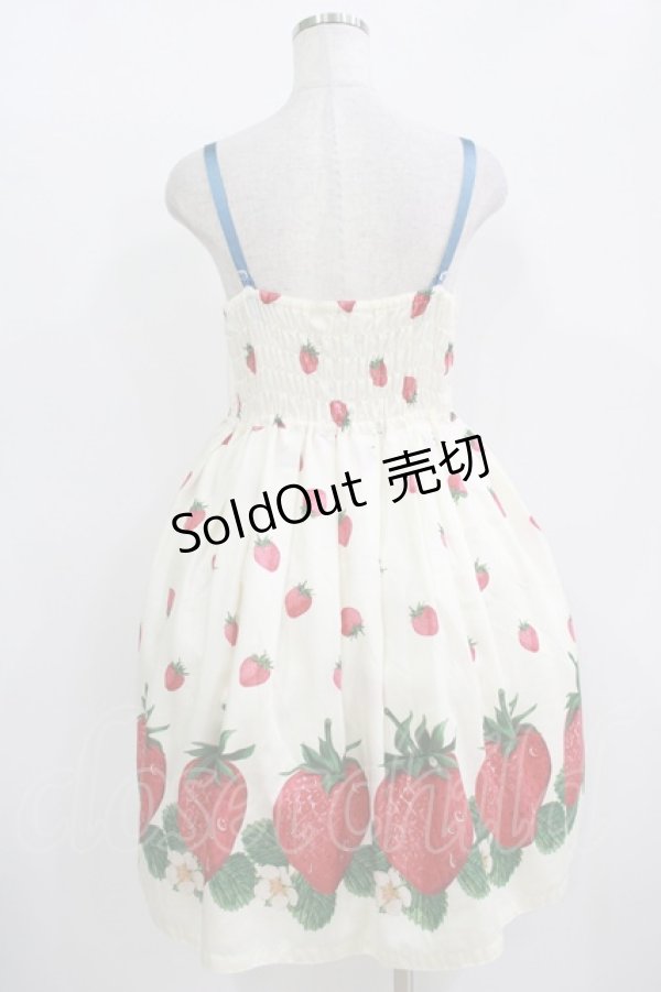 画像3: Leur Getter / ストロベリープリントリボンブローチ付キャミワンピース  オフ H-25-10-28-038-LU-OP-KB-ZT075 (3)