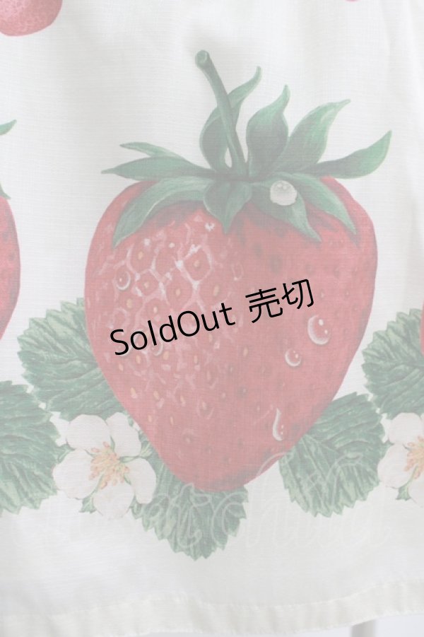 画像4: Leur Getter / ストロベリープリントリボンブローチ付キャミワンピース  オフ H-25-10-28-038-LU-OP-KB-ZT075 (4)