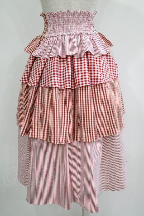 画像3: lilLilly / 2WAYチェックティアードスカート FREE レッド H-25-10-28-045-LO-SK-KB-ZH (3)