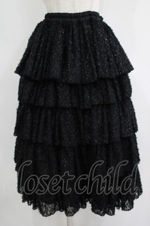 画像: MARBLE / 5段フリルロングボリュームスカート  黒/ラメシャギー H-25-10-28-046-GO-SK-KB-ZH