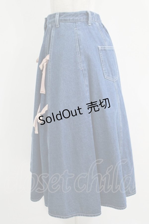 画像2: merry jenny / ダブルリボンデニムスカート  ブルー H-25-10-28-048-LO-SK-KB-ZH (2)