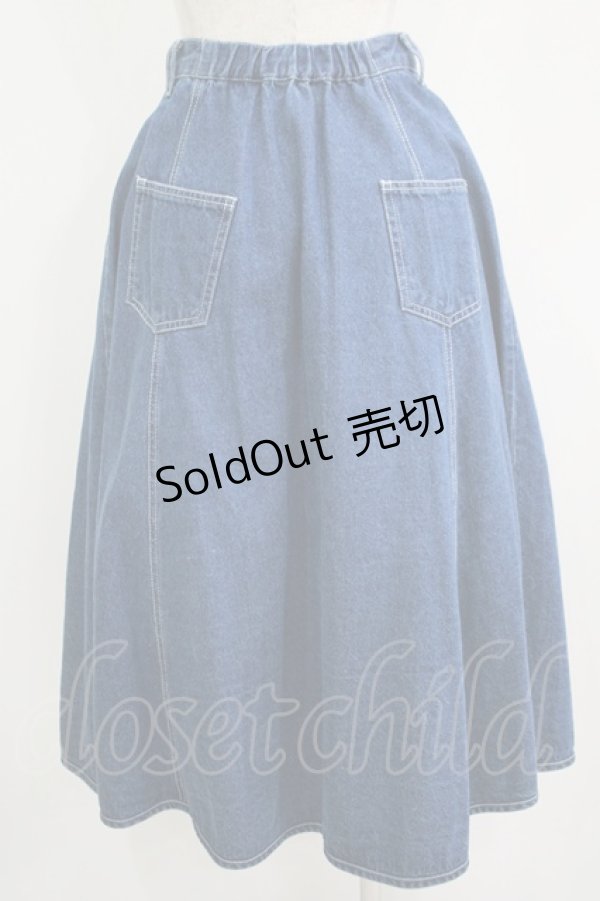 画像3: merry jenny / ダブルリボンデニムスカート  ブルー H-25-10-28-048-LO-SK-KB-ZH (3)