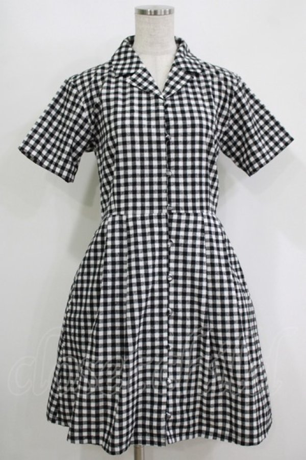 画像1: merry jenny / ギンガムシャツワンピース  ブラック H-25-10-28-056-LO-OP-KB-ZH (1)