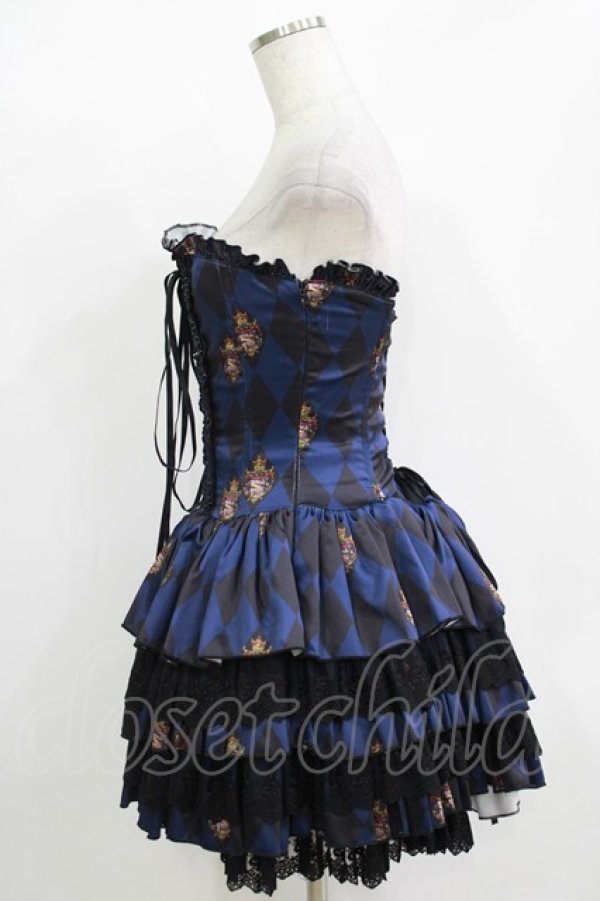 画像2: ATELIER PIERROT / "Diamond Circus"ミニコルセットワンピース  紺 H-25-10-28-057-EL-OP-KB-ZH (2)