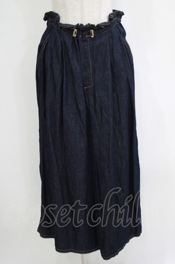 画像1: Jane Marple Dans Le Salon / コットンリネンデニムバギースカート  インディゴ H-25-10-28-061-JM-SK-KB-ZH (1)