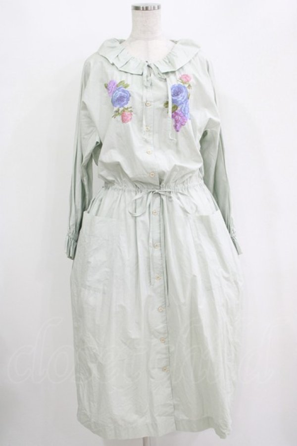 画像1: Jane Marple Dans Le Salon / Jardin Des Fleurs Embroideryドレス  ミント H-25-10-28-007-JM-OP-KB-ZH (1)