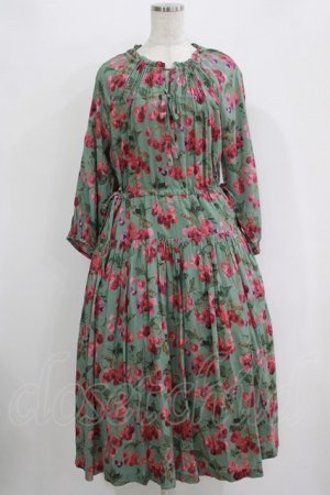 画像: Jane Marple Dans Le Salon / Winter cherries drawstring dress  グリーン H-25-10-28-008-JM-OP-KB-ZH