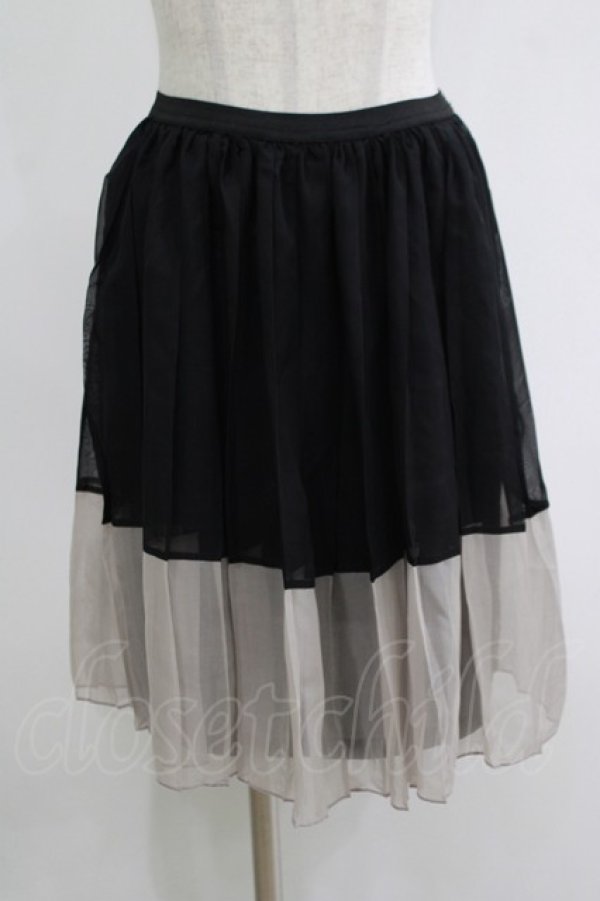 画像1: MARBLE / 配色ペチコート  黒×グレー H-25-10-28-073-GO-SK-KB-ZH (1)