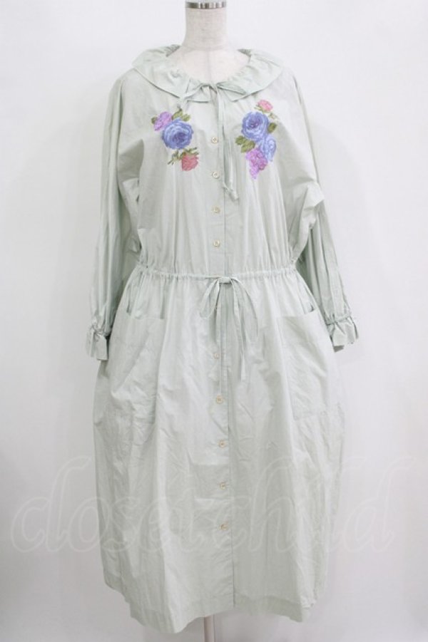画像1: Jane Marple Dans Le Salon / Jardin Des Fleurs Embroideryドレス  ミント H-25-10-28-009-JM-OP-KB-ZH (1)
