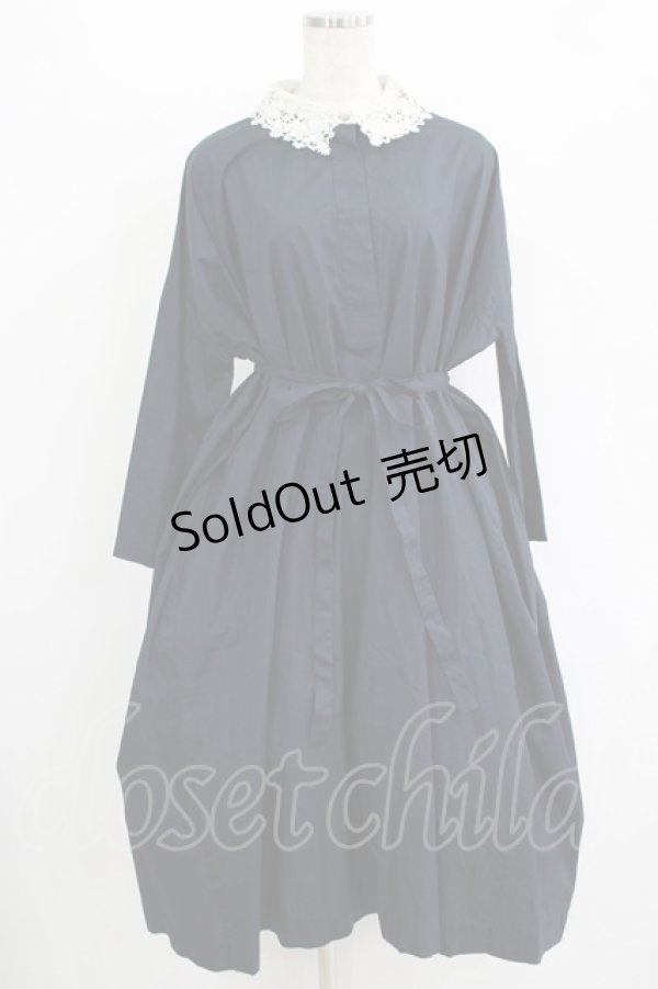 画像1: Jane Marple Dans Le Salon / レースカラーサックドレス  ネイビー H-25-10-28-010-JM-OP-KB-ZH (1)