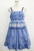 画像1: Emily Temple cute / フラワーボーラーノースリーブワンピース  ブルー H-25-10-28-013-ET-OP-KB-ZH (1)