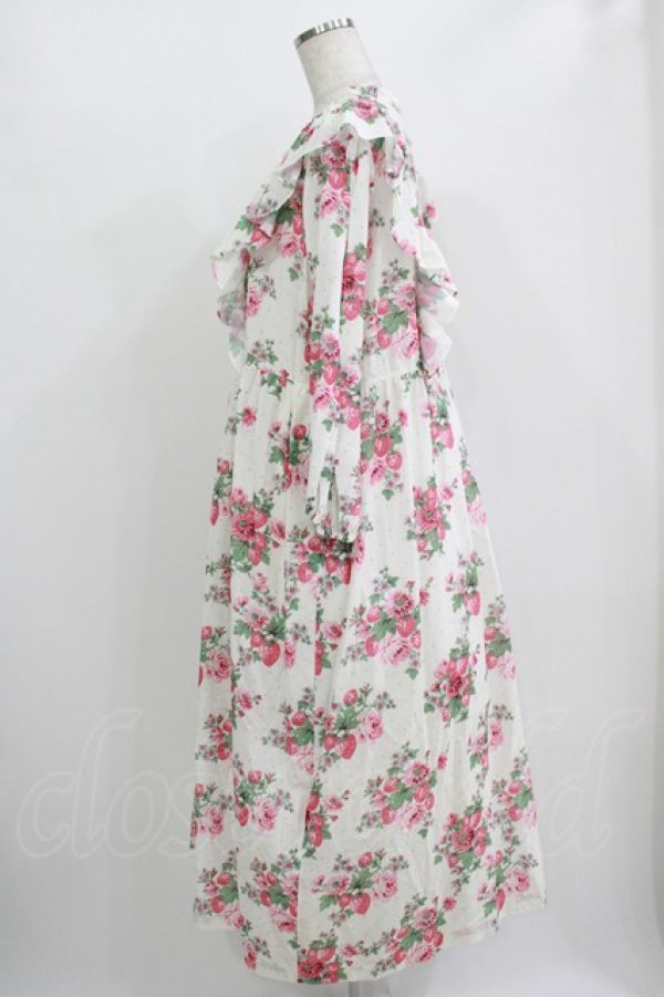 画像2: Jane Marple / Strawberries and flowersラッフルフリルドレス  オフ H-25-10-28-014-JM-OP-KB-ZH (2)