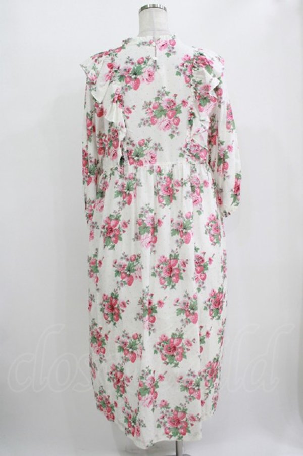 画像3: Jane Marple / Strawberries and flowersラッフルフリルドレス  オフ H-25-10-28-014-JM-OP-KB-ZH (3)
