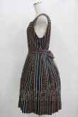 画像2: Jane Marple / ドットストライプのスクエアドレス  ネイビー×ブラウン H-25-10-28-020-JM-OP-KB-ZH (2)