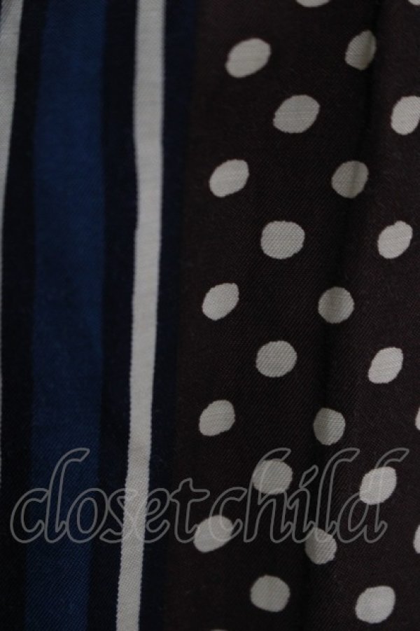 画像4: Jane Marple / ドットストライプのスクエアドレス  ネイビー×ブラウン H-25-10-28-020-JM-OP-KB-ZH (4)