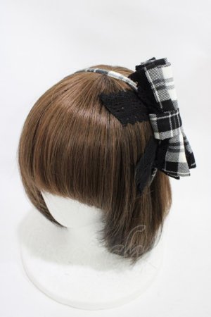 画像: BABY,THE STARS SHINE BRIGHT / タータンチェックリボンカチューシャ  ブラック H-25-10-29-006-BA-AC-NS-ZH