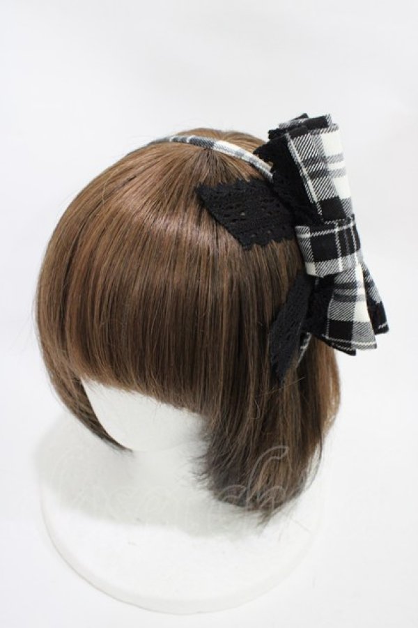 画像1: BABY,THE STARS SHINE BRIGHT / タータンチェックリボンカチューシャ  ブラック H-25-10-29-006-BA-AC-NS-ZH (1)