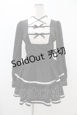 画像: pium / クロステープバイカラーティアードワンピース Free ブラック H-25-10-29-039-0-OP-NS-ZH