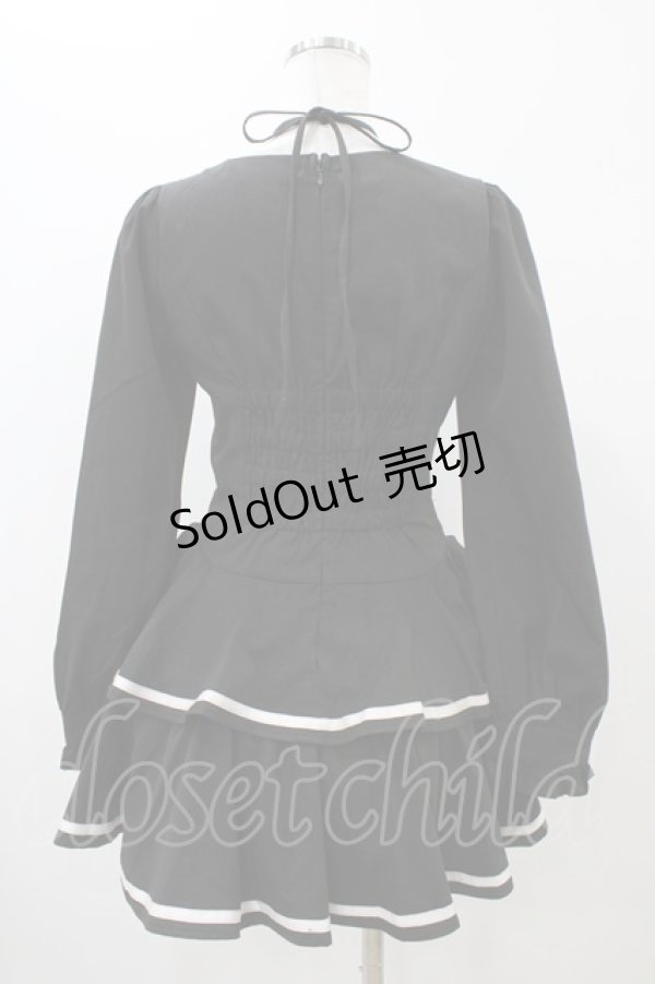 画像2: pium / クロステープバイカラーティアードワンピース Free ブラック H-25-10-29-039-0-OP-NS-ZH (2)