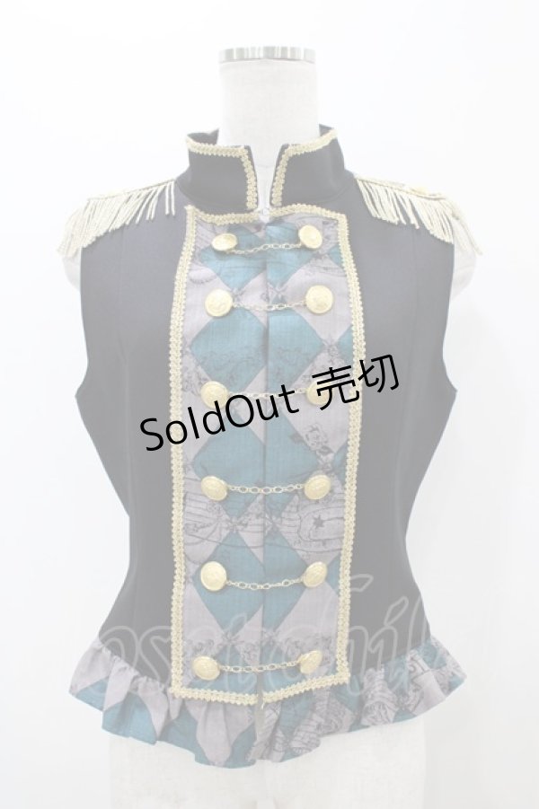 画像1: ALICE and the PIRATES / フリムフラムな音楽隊の休日柄 ベスト Free ブラック/グリーン H-25-10-29-049-PA-JA-NS-ZH (1)