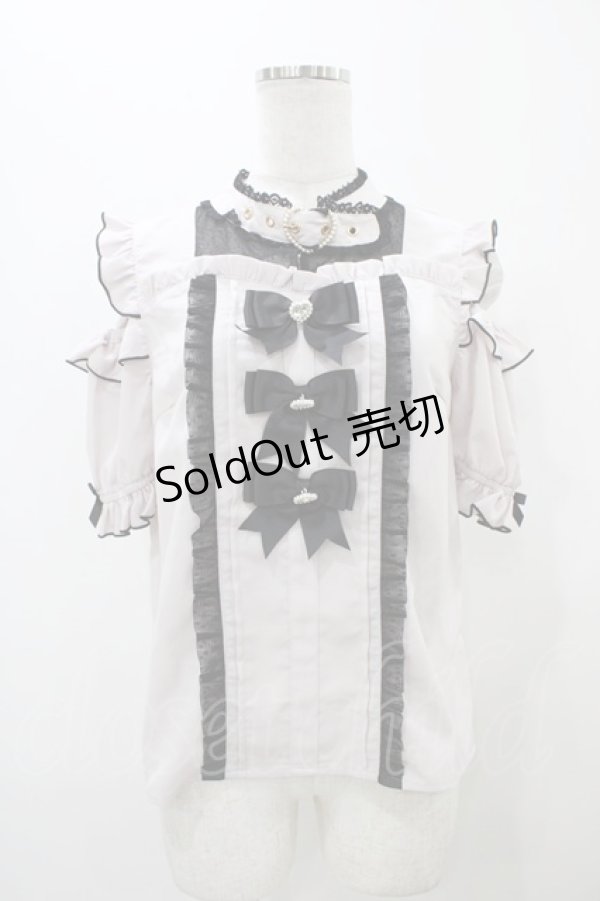 画像1: LIZ LISA / 3つリボンチョーカーブラウス Free ピンク/ブラック H-25-10-29-051-LO-BL-NS-ZH (1)