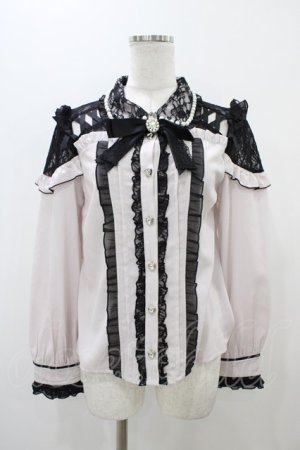 画像: LIZ LISA / エアリーレースアップブラウス Free ピンク/ブラック H-25-10-29-053-LO-BL-NS-ZH