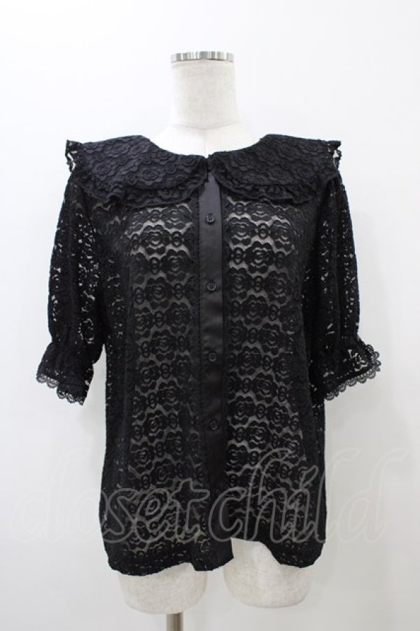 画像1: m petit by misako / TT* AOKレースブラウス L ブラック H-25-10-29-057-LO-BL-NS-ZH (1)