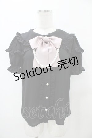 画像: Ank Rouge / パールリボンブラウス M ブラック/ピンク H-25-10-29-058-CA-BL-NS-ZH